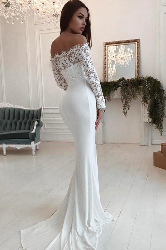 Mermaid Wedding Dress Long Sleeves Off ...